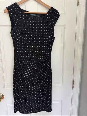 Lauren Ralph Lauren Black Polka Dot Midi Dress